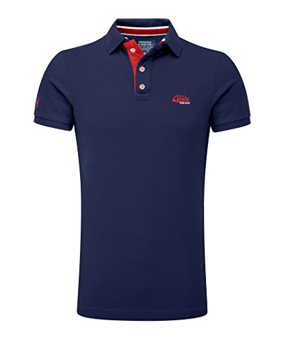 M.Conte Herren Poloshirt Basic Men's Kurzarm Polohemd T-Shirt Polo-Shirt Pique- Gr. L, Dunkel-Blau