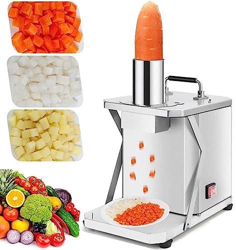 JINGEDD Kommerzielle 250-W-Gemüsewürfel- und -schneidemaschine, elektrische Obstwürfelmaschine, automatisches Würfelschneiden von Kartoffeln und Zwiebeln mit 6/8/10/12/15-mm-Klingen