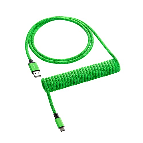 CableMod Classic Coiled Keyboard Cable - Spiralkabel für Tastatur USB C auf USB Typ A - Gaming Tastaturkabel 1,5m Lange - Hohe Lebensdauer - Grün
