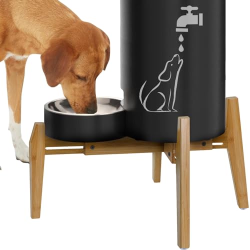 Wassernapfspender für Hunde, verstellbare Breite, hält Futter- und Wasserspender für Haustiere, nur Bambusständer