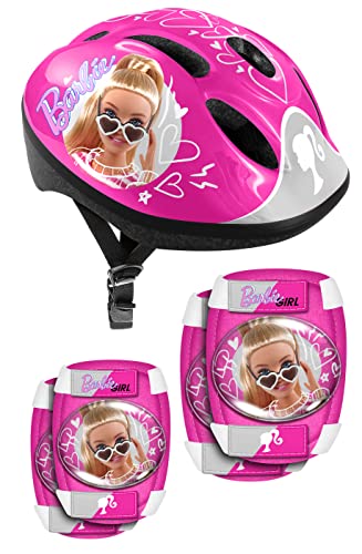 STAMP Girls Helmet + Elbow & Knee Pads Barbie, PINK, S