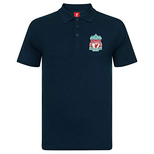 FC Liverpool Herren Polo-Shirt - Wappen - Dunkelblau mit Wappen - L