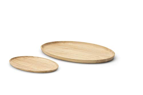 Continenta ovales Serviertablett aus Gummibaumholz, Holz-Servierschale, Brotzeitplatte mit erhöhtem Rand, Größe: 23,5 x 15,5 x 1,2 cm, 1 Stück