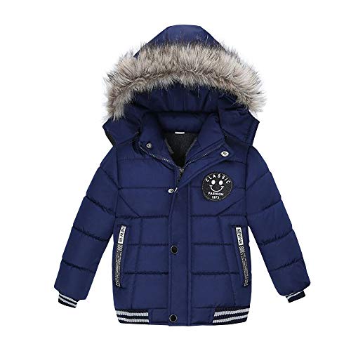 LPATTERN Junge Winter warme Baumwollkleidung Winterjacke, Blau, 104/110(Fabrikgröße: 110)