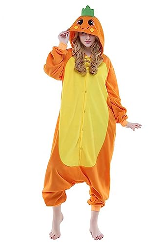 Unisex Erwachsene Tier Onesie Pyjamas Halloween Sherpa Frauen Cosplay Tier Fitted EIN Stück Pyjamas Party Kostüm Pyjamas Karotte L