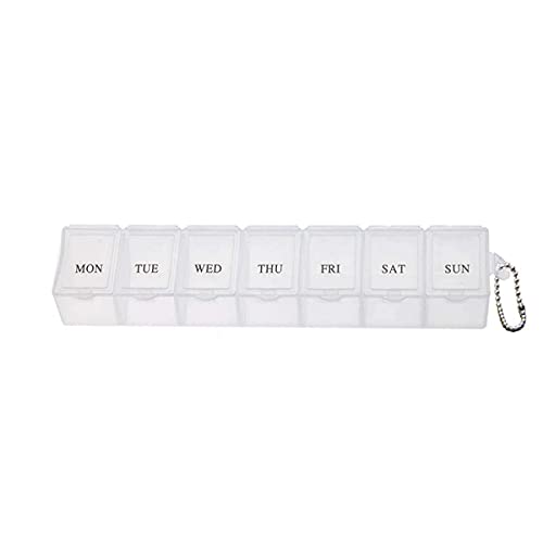 Pill Box Plastic Weekly Pill Organizer 7 Day Pill Box Case Food Grade Plastic Pill Boxs,White
