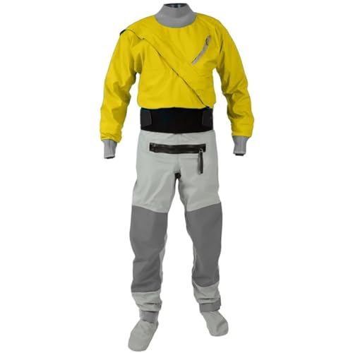 Dry Suit Kajak für Herren, atmungsaktives Material, Stoff, Surfen, Segeln, 3 Schichten, Gelb, Größe XL