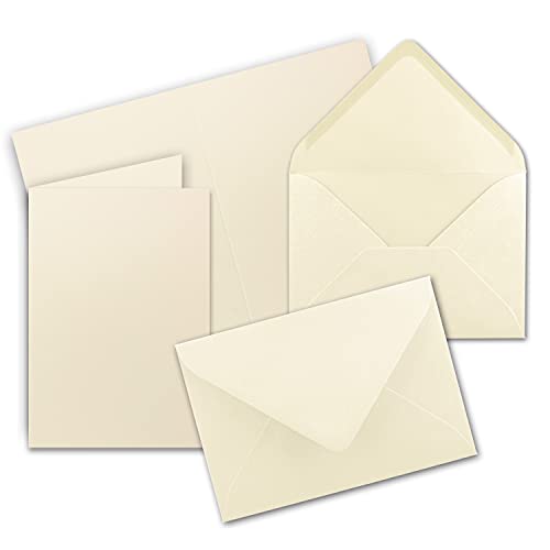 40x Faltkarten Set mit Briefumschlägen DIN A6 / C6 - Vanille (Creme) - 14,8 x 10,5 cm (105 x 148) - Doppelkarten Set - Serie FarbenFroh
