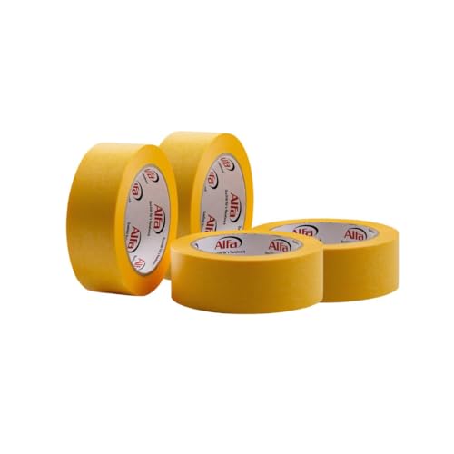Alfa 4x FineLine GOLD Washi Tape 38 mm x 50 m Profi-Qualität dünnes imprägniertes japanisches Reispapierband PREMIUM-Klebeband