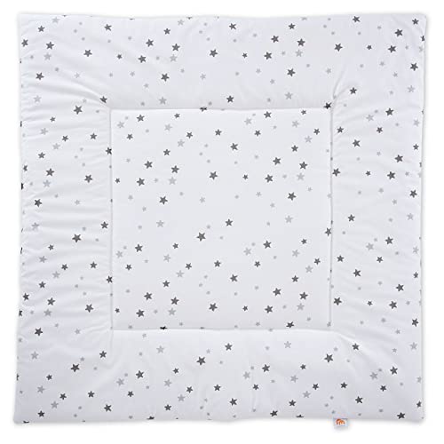 FabiMax Laufgittereinlage für Laufgitter 100x100 cm, graue Sterne auf weiß