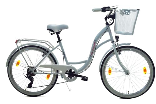 24 Zoll Kinder City Mädchen Fahrrad Mädchenfahrrad Rad Bike Beleuchtung STVO Reflex Weiss Weiß Shimano 6 Gang