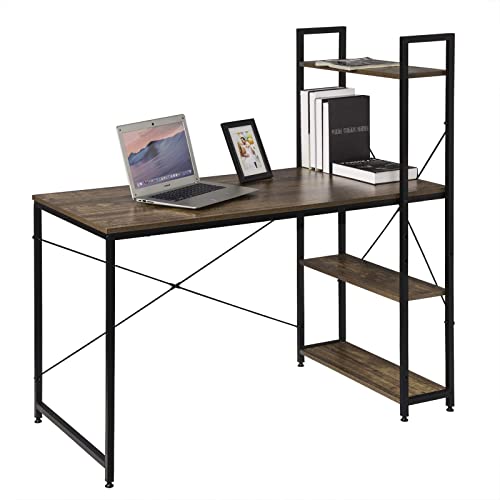 eSituro SCD0075 Schreibtisch Computertisch Bürotisch Arbeitstisch mit Ablage Holz Stahl Industrie