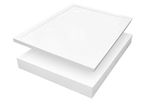 Sellon24® Duschtasse Duschwanne mit Styroporträger Bad Dusche Quadrat Rechteck Standard Weiß 17cm hoch Senta New (80x120x4,5/17)