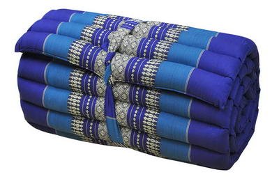 Kapok Thaikissen, Yogakissen, Massagekissen, Kopfkissen, Tantrakissen, Sitzkissen - Blau (Rollmatte schmal - 55x5x180)