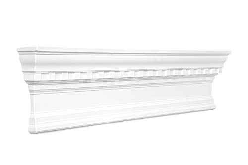 Bekrönung | schlagfestes Polyurethane | geeignet für Türen und Schränke | Ziergiebel | Pediment | weiß | PU | Hexim Perfect | 250 x 1240 mm | D2531