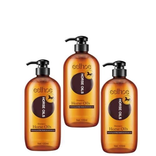 Pferdeöl-Nährshampoo, Shampoo und Pflegeessenz, Tiefenreinigendes Kopfhaut- und Schuppenshampoo, Anti-Haarausfall und Ölkontrolle, Feuchtigkeitsspendende und Pflegeessenz für flauschiges Haar.