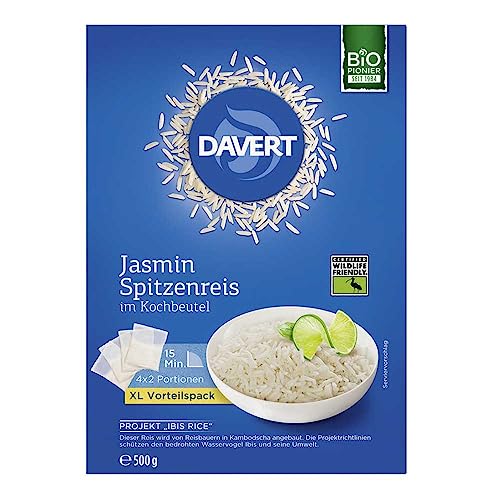DAVERT Bio Jasmin Spitzenreis, im Kochbeutel, 500g (12er Pack)
