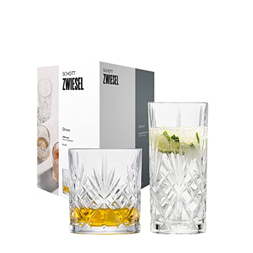 Schott Zwiesel Glas 8 tlg. Set aus der Show Kollektion Gr.79 & 60, aus Glas hergestellt, 4 x Whiskeygläser à 334 ml, 4 x Longdrinkgläser à 368 ml, 121881