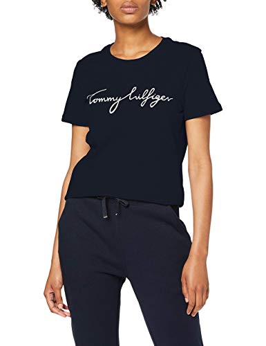 Tommy Hilfiger Damen Heritage Crew Neck Graphic Tee T-Shirt, Schwarz (Masters Black 017), XXX-Large (Herstellergröße: XXXL)