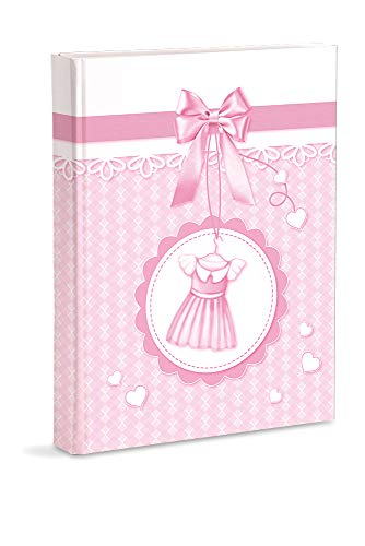 Mareli Fotoalbum, Rosa, Geburt für Mädchen, mit Tagebuch, 23 x 30 cm, 56 weiße Seiten und 4 Seiten, personalisierbar, dicke und robuste Kartonseiten