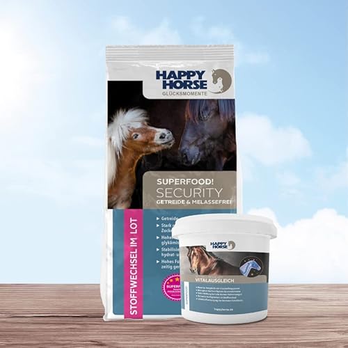 HAPPY HORSE Superfood Security 14kg - Melasse- und Getreidefrei + Happy Horse Vitalausgleich 5 kg