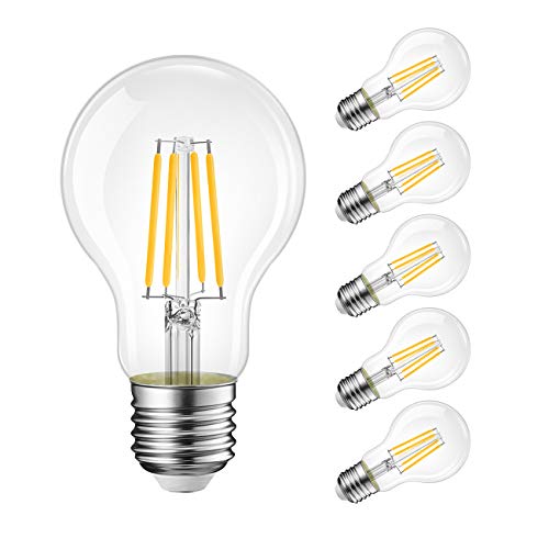 LVWIT 11W E27 Filament LED Glühfaden A60, ultrahell 1521 LM, 2700K Warmweiß, ersatz für 100W Glühlampe, nicht dimmbar, Rustikalampe in Kolbenform, Filamentstil klar (6er Pack)