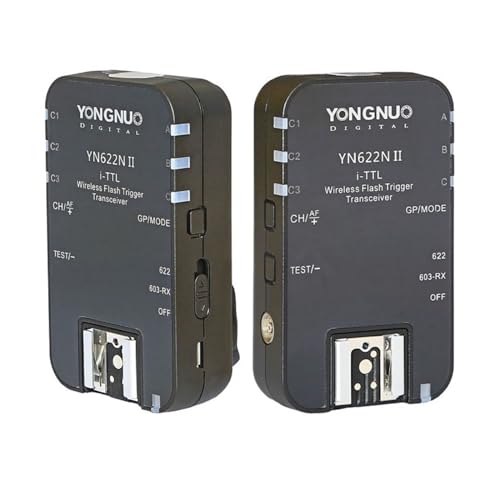 Yongnuo YN622 N-Kit II 2 Transceiver für Nikon (FVL, 603-rx, AA, 7 Kanäle), Schwarz