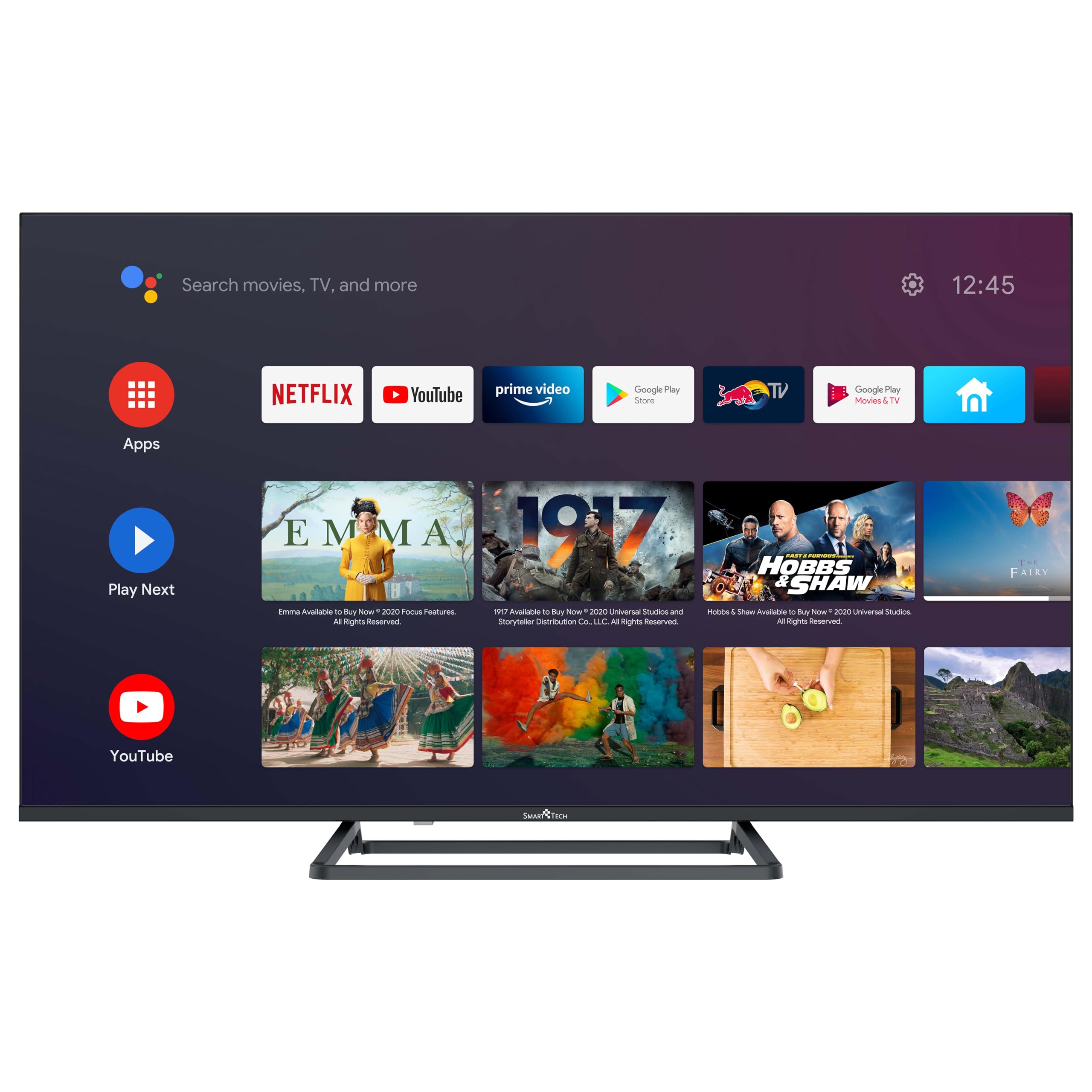SMART TECH Smart TV, 43 Zoll FHD, Android TV, Wi-Fi, DVB-T2/C/S2, HbbTV, Netflix, YouTube, Dolby Audio, 2023 [43FA10V3]