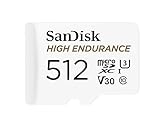 SanDisk High Endurance microSDXC Speicherkarte 512 GB + Adapter (Für Dash-Cams und Private Überwachungskameras, 100 MB/s Lesen, V30 für Full-HD und 4K-Videos)
