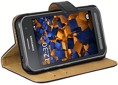 mumbi Echt Leder Bookstyle Case kompatibel mit Samsung Galaxy Xcover 3 Hülle Leder Tasche Case Wallet, schwarz