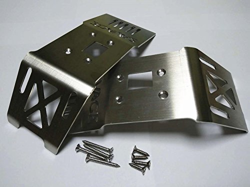 CrazyRacer Stainless Steel Front + Rear Skid Plate Chassis Armor -2PCS for H-P-I 1/8 Savage Flux HP XL 4.6 5.9
