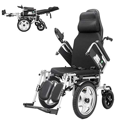 Deluxe Leistungsstarke Leichtgewichtrollstuhl Elektro-Rollstuhl Folding Elektro-Selbst Propel Rollstuhl mit Fernbedienung Rollstuhl Voll Liegen Klapprollstuhl Tragbarer