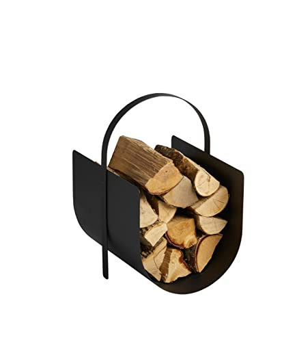 Morsø Adrian Brennholzkorb – Holzkorb für Kaminholz, Feuerholzkorb aus robustem Stahl, Kaminkorb im cleanen Design für Innen, 33 x 40 x 52 cm, Schwarz
