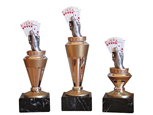 RaRu 3er-Serie Poker-Pokale (RH) auf Marmorsockel mit Wunschgravur