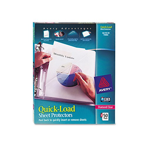 AVERY 73802 Quick Top & Side Loading Sheet Protectors, Letter Diamond Clear (Box mit 50 Stück)
