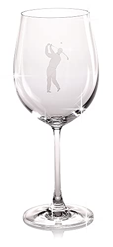 Design Golf Glas XXL mit Gravur, Cocktail Glas, Weinglas Mann beim Golfspiel