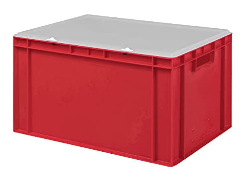 Design Eurobox Stapelbox Lagerbehälter Kunststoffbox in 5 Farben und 16 Größen mit transparentem Deckel (matt) (rot, 60x40x33 cm)