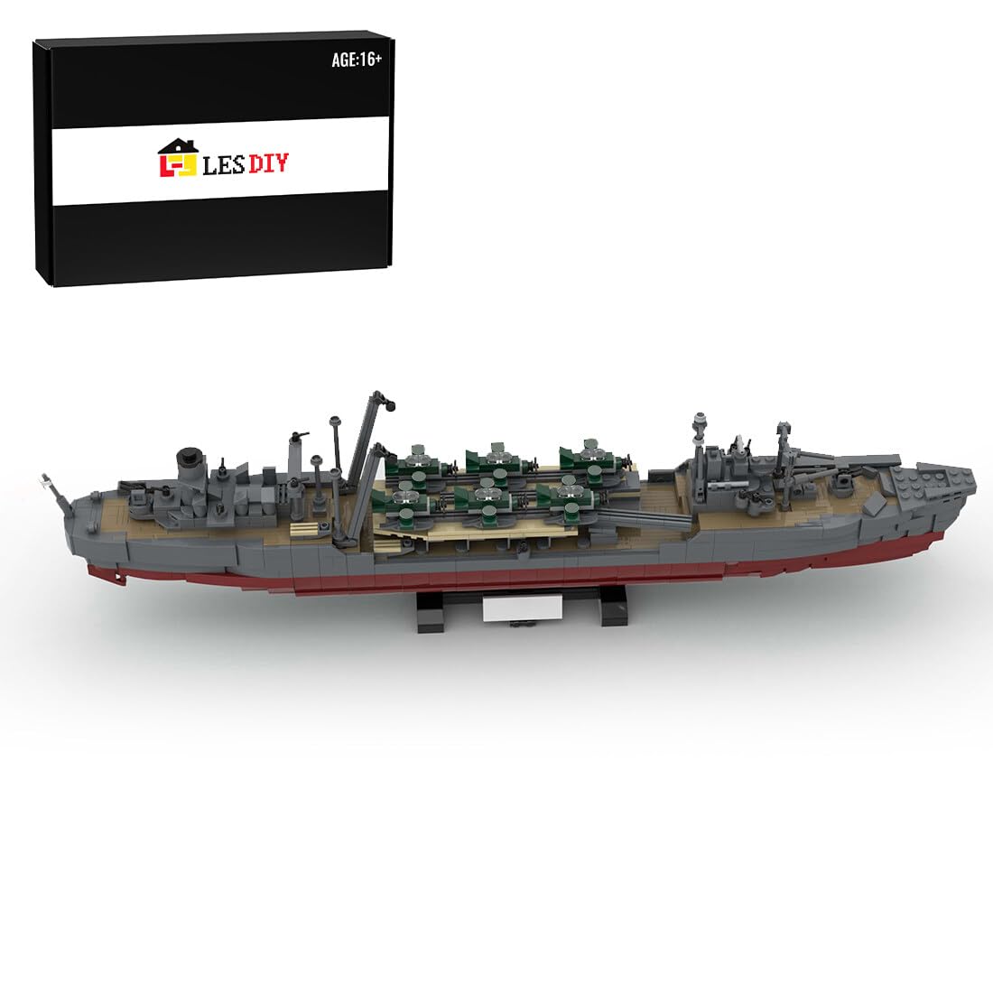 Spicyfy MOC Schlachtschiff Klemmbausteine 1/300 Transport Dock Militärschiff 1357 Stück Flugzeugträger Kriegsschiff Modell Spielzeug Set