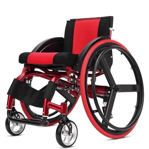 KK-GGL Aluminium-Sportrollstuhl, Leichter Deluxe-Klapprollstuhl, Selbstfahrender Rollstuhl, Reiserollstuhl Mit Verstellbarer Rückenlehne, 100 Kg Kapazität, Leichte Faltbare Mobilitätshilfe