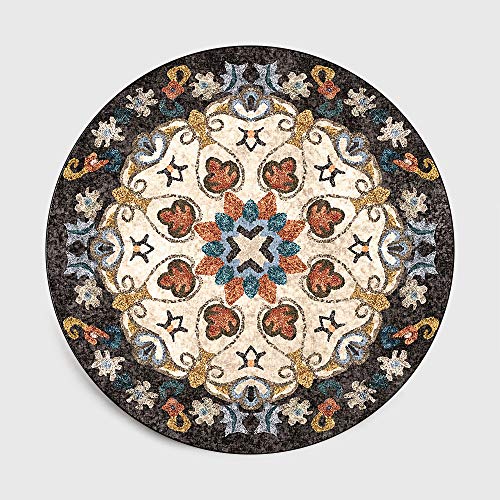 Nicole Knupfer Mandala Runde Teppich Vintage Boho Waschbar Teppich für Wohnzimmer Schlafzimmer Badezimmer Küche Beach Dekor (K,Durchmesser: 140cm)