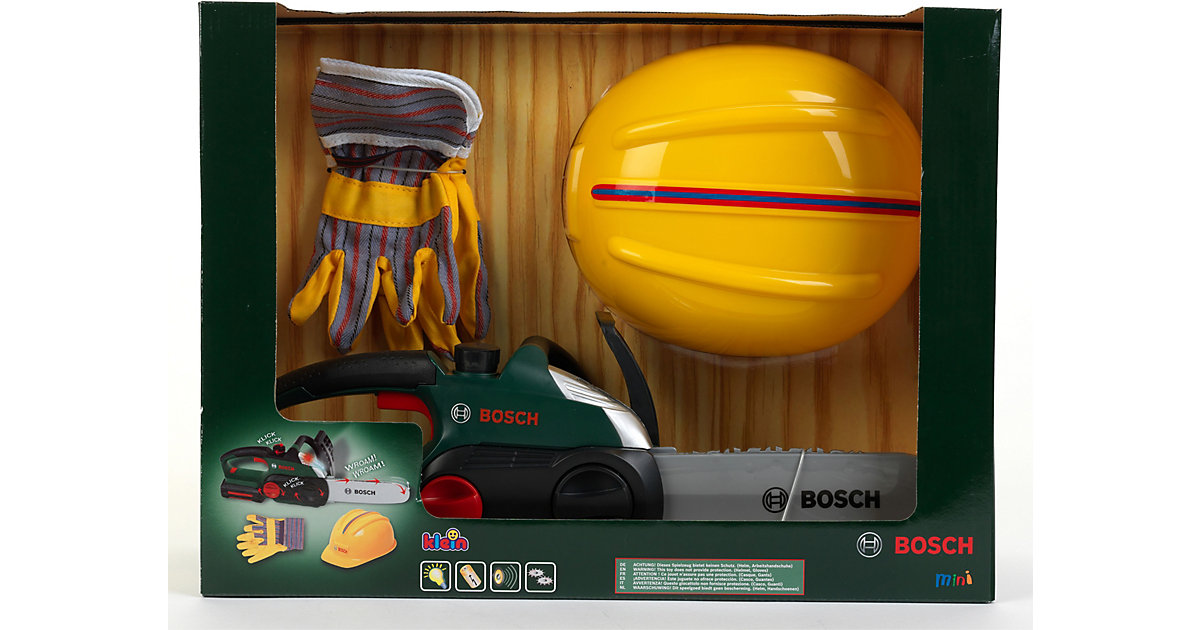 Bosch Kettensäge mit Helm und Handschuhen 2