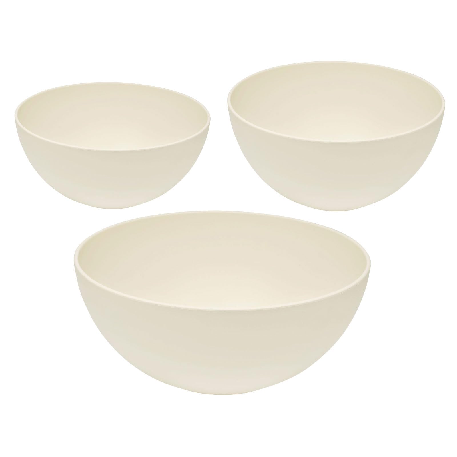 3er Set Magu Natur-Design Schüssel Beige Ø 20, 26, 30 cm aus einem Polymer aus natürlichen Materialien Schüsselset Salatschüssel