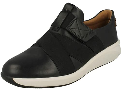 Clarks Damen Un Rio Strap Sneaker, Schwarz (Black Leather Black Leather), 37 EU