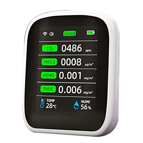 LAUGHERER Wifi Tragbares Luftqualitätsmessgerät 8 in 1 PM1.0 PM2.5 PM10 CO2 TVOC HCHO Temperatur und Luftfeuchtigkeitstester Kohlendioxid