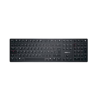 CHERRY KW X ULP, Ultra Flache mechanische High-End-Tastatur, Deutsches Layout (QWERTZ), kabellose Multi-Device-Tastatur für max. 4 Geräte, wiederaufladbar, schwarz