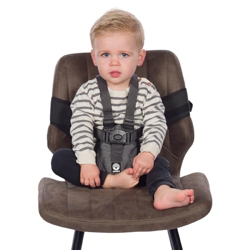 Original Dooky Travel Chair - Baby Reise Hochstuhl Sicherheitsgurt für Unterwegs - Altersgruppe: 6-36 Monate, passend für nahezu jeden Stuhl, kompakt und leicht, 100% Polyester, Schwarz