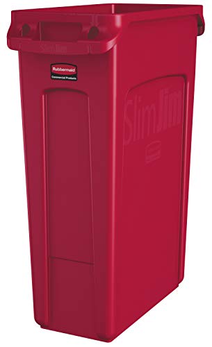Rubbermaid Commercial Products 1956189 Vented Slim Jim-Abfalltonne, Kunststoff, 87 L, Rot