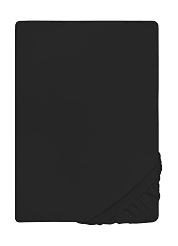 biberna 77866 Jersey-Elastic Spannbetttuch, nach Öko-Tex Standard 100, ca. 140 x 200 cm bis 160 x 220 cm, schwarz