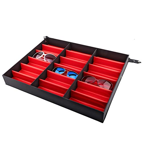 Aufbewahrungsbox für Sonnenbrillen, mit Staubschutz für 18 multifunktionale Sonnenbrillen Präsentation Brillendisplay 47 * 37 * 6 cm