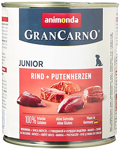 Animonda GranCarno Original Junior Hundefutter - Dosen - Rind & Putenherz - 6 x 800 g